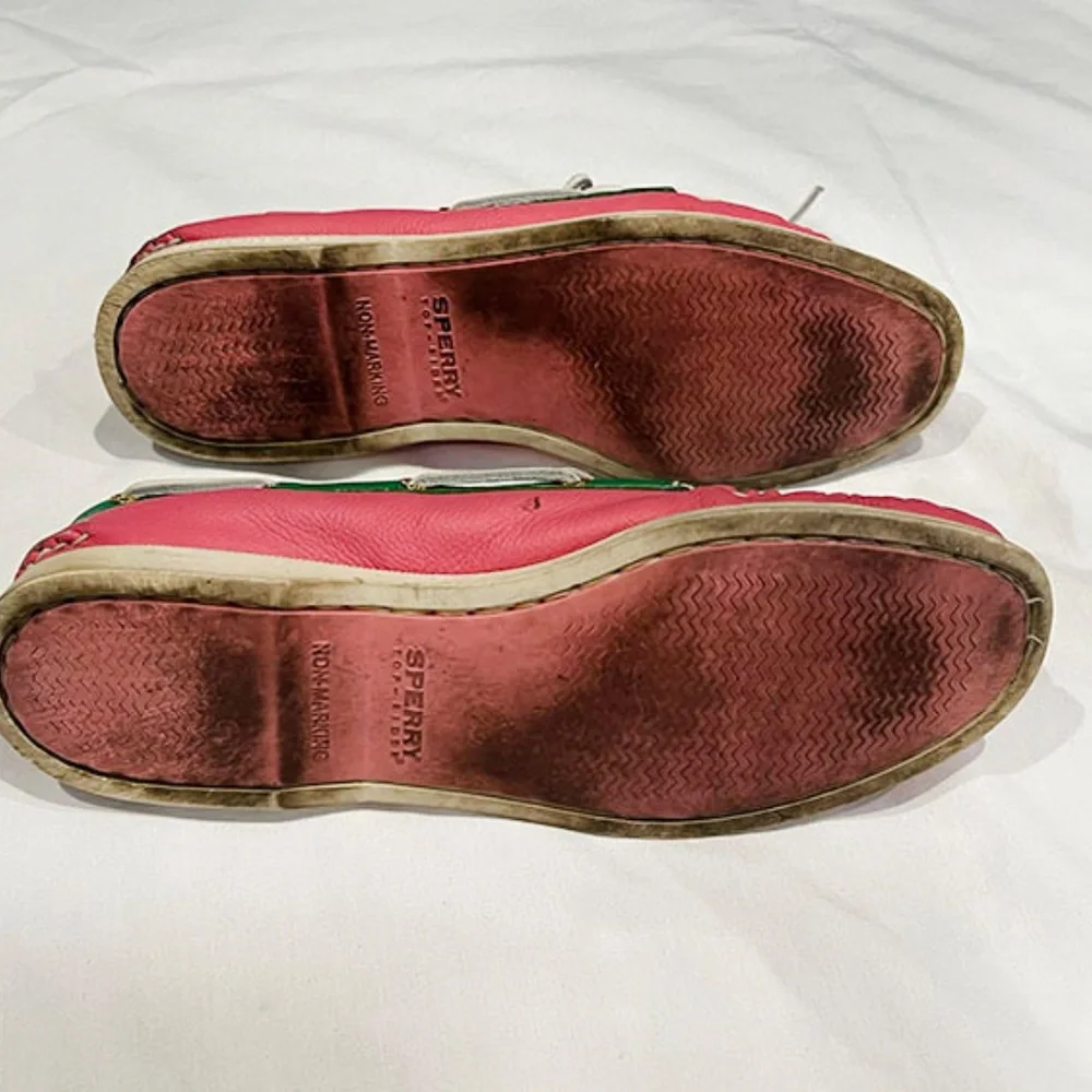 Sperry Top-Sider Boat Shoes - Pink/Green/White - Size 8.5 - Picture 5 of 5